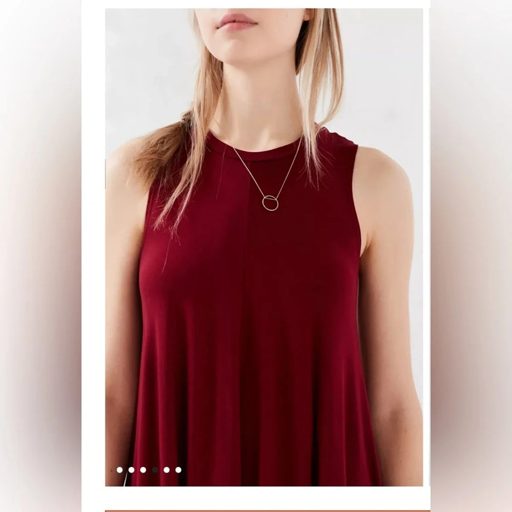Silence + Noise Swingy Tank Dress Deep Red Burgundy Semi Sheer Flowy Mini Dress - Picture 12 of 15